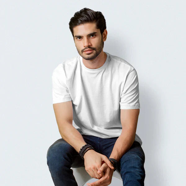 Half Sleeves White T-shirt For Men